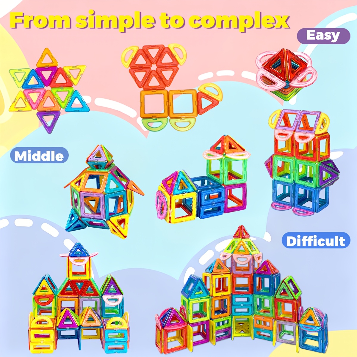 67pcs Colorful Clear Magnet Building Tiles, Gift for Kids